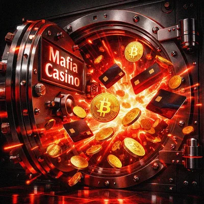 Digital vault bursting with crypto and cash